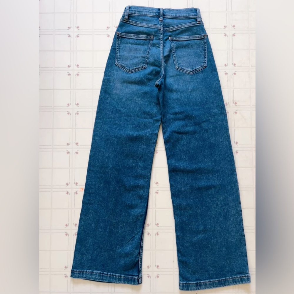 Blue Flare Wide Leg Jeans High-Rise